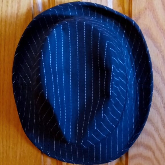 Cool David & Young Black Pinstripe Manhattan Classic Retro Gangster Fedora Hat - Picture 15 of 16